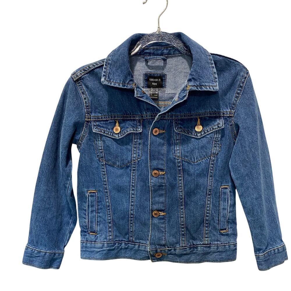 Forever 21 Kids Girl Blue Denim Jacket Size 7/8 EUC